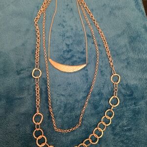 Chico's Gold-Tone Layered Crescent & Mixed-Link Necklace